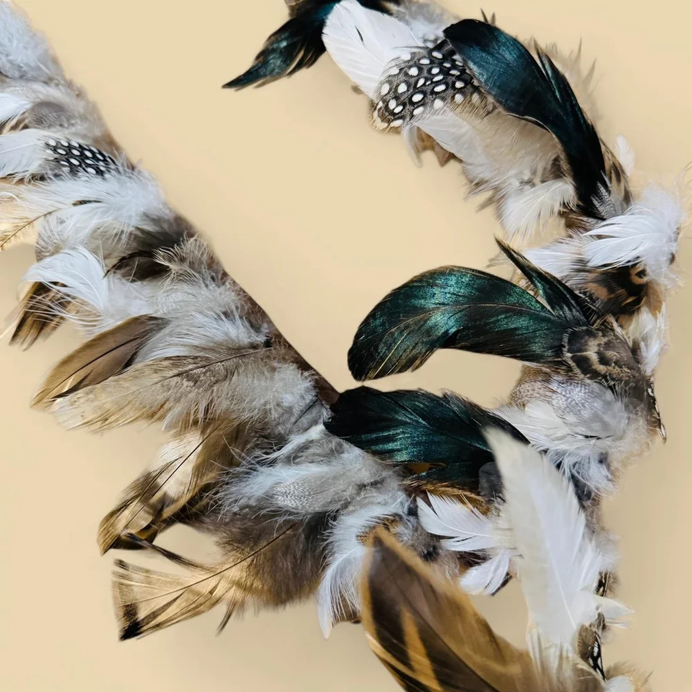 3 Yards of Chicken Duck Turkey Guinea Hen Quail Mixed Feather Trim NEW